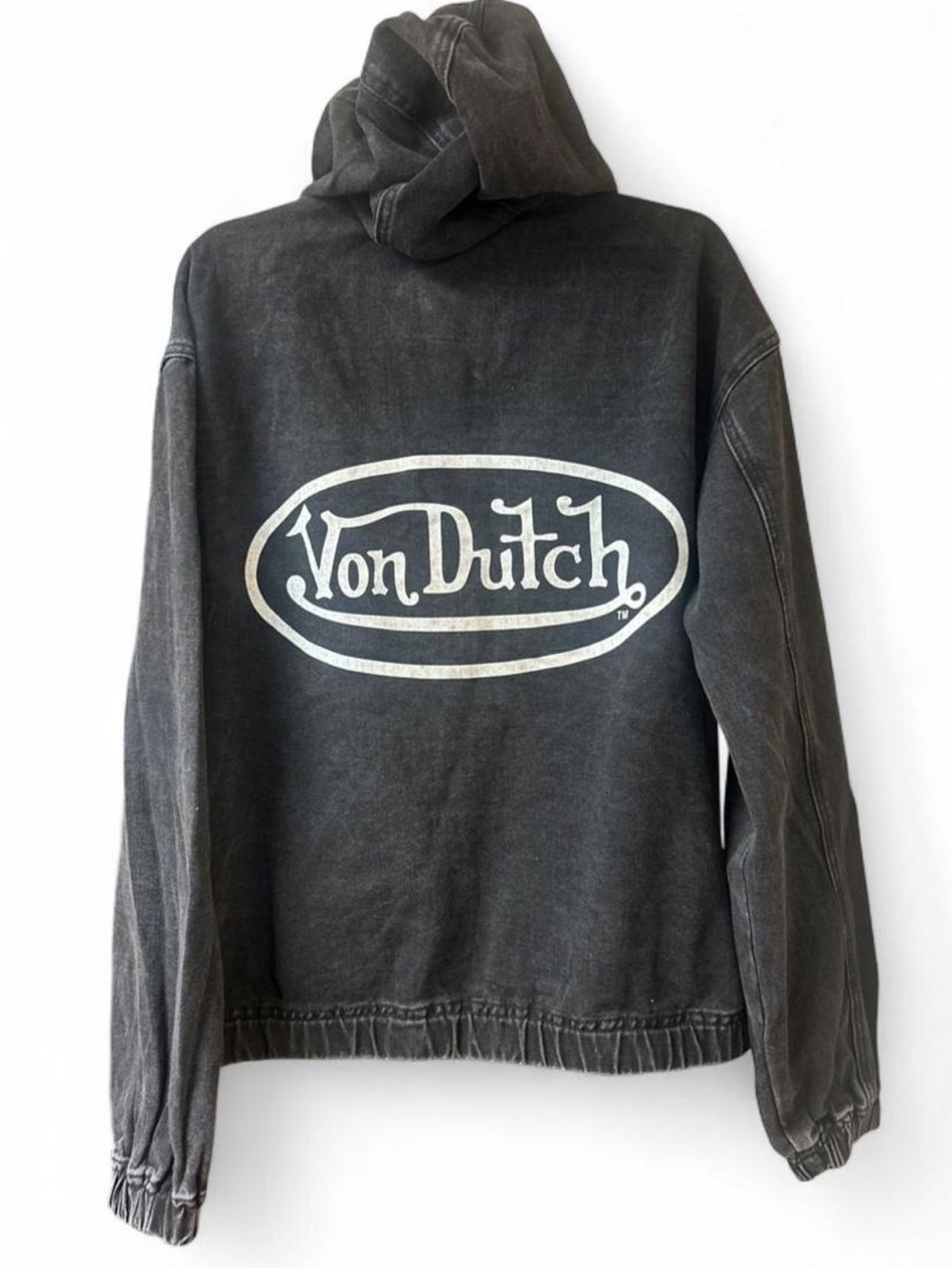 NWT Von Dutch Black Denim Hooded Jacket. Size small